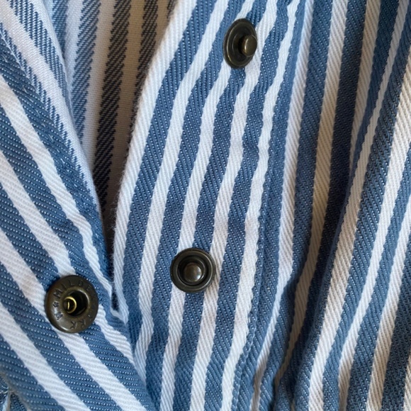 Boden Girls size 6-7 years Blue Ticking Stripe Denim Romper SOLEIL Brand New - Picture 6 of 13